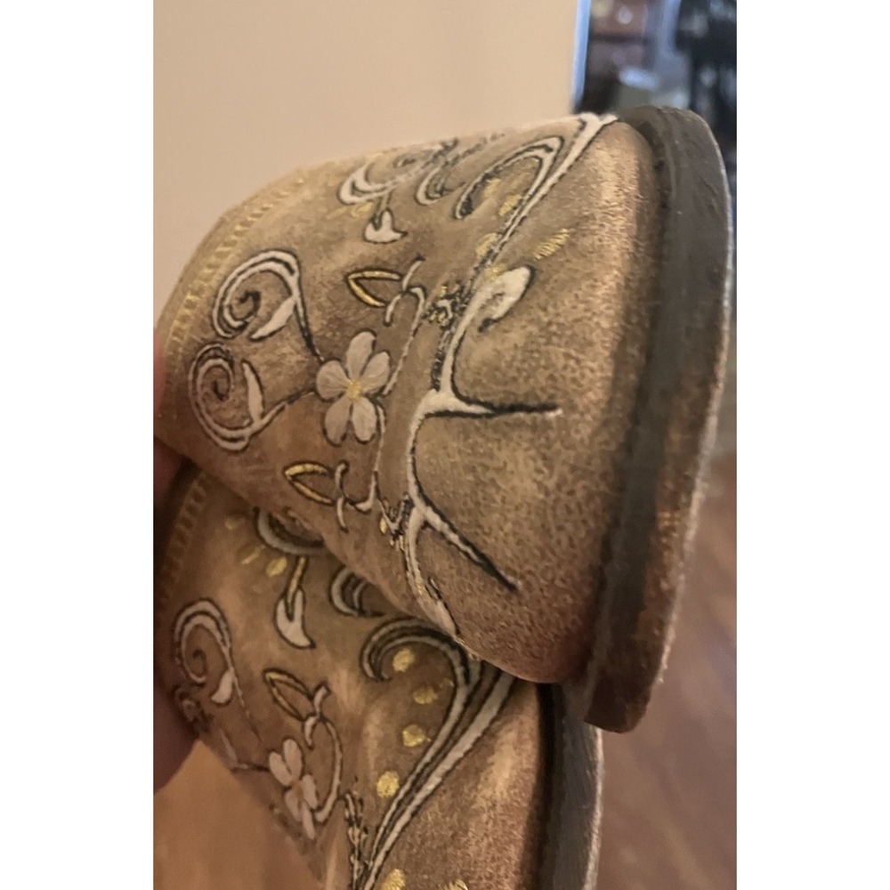 Dan Post Leather Cowgirl Mules Tan Embroidered 5332 Sz 8 Rodeo Western - Picture 4 of 10